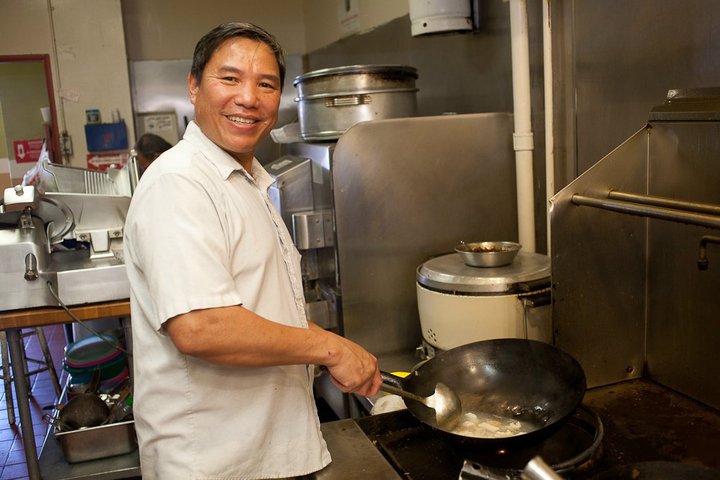 My dad Trung Nguyen in the back, cooking up some delicious food! Long Hai Restaurant, Tustin, California.